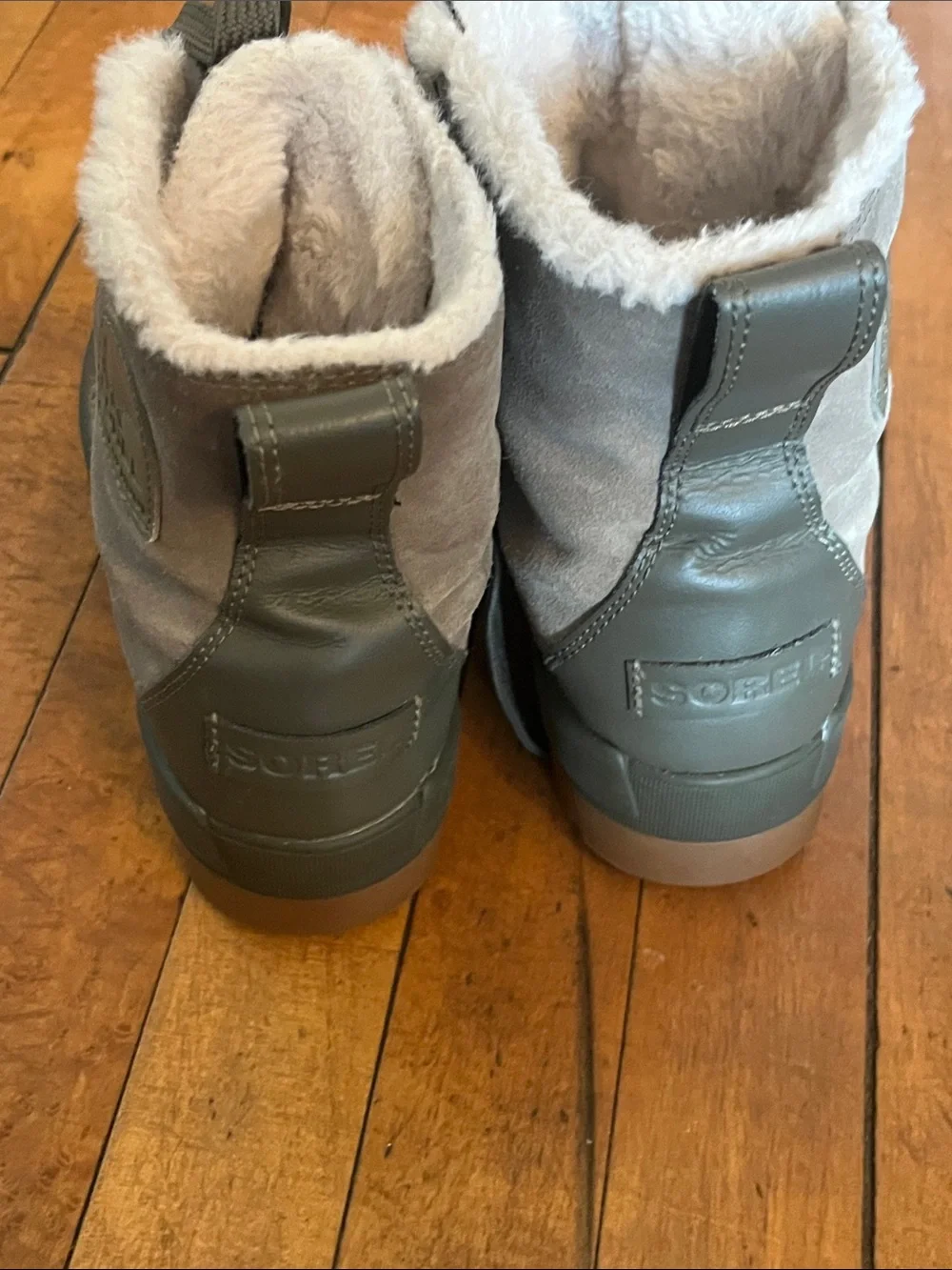 Women's Winter waterproof Lace-Up Ankle Boots in Taupe with Faux Fur
